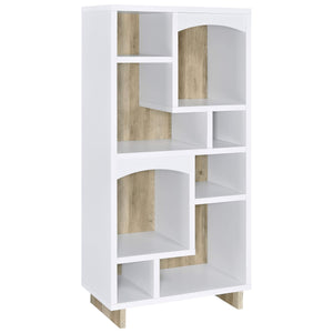 Librería Dalton de 65 pulgadas y 6 estantes en pino blanco y envejecido
