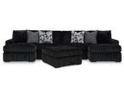Midnight-Madness 3-Piece Sectional with Double Chaise and Ottoman