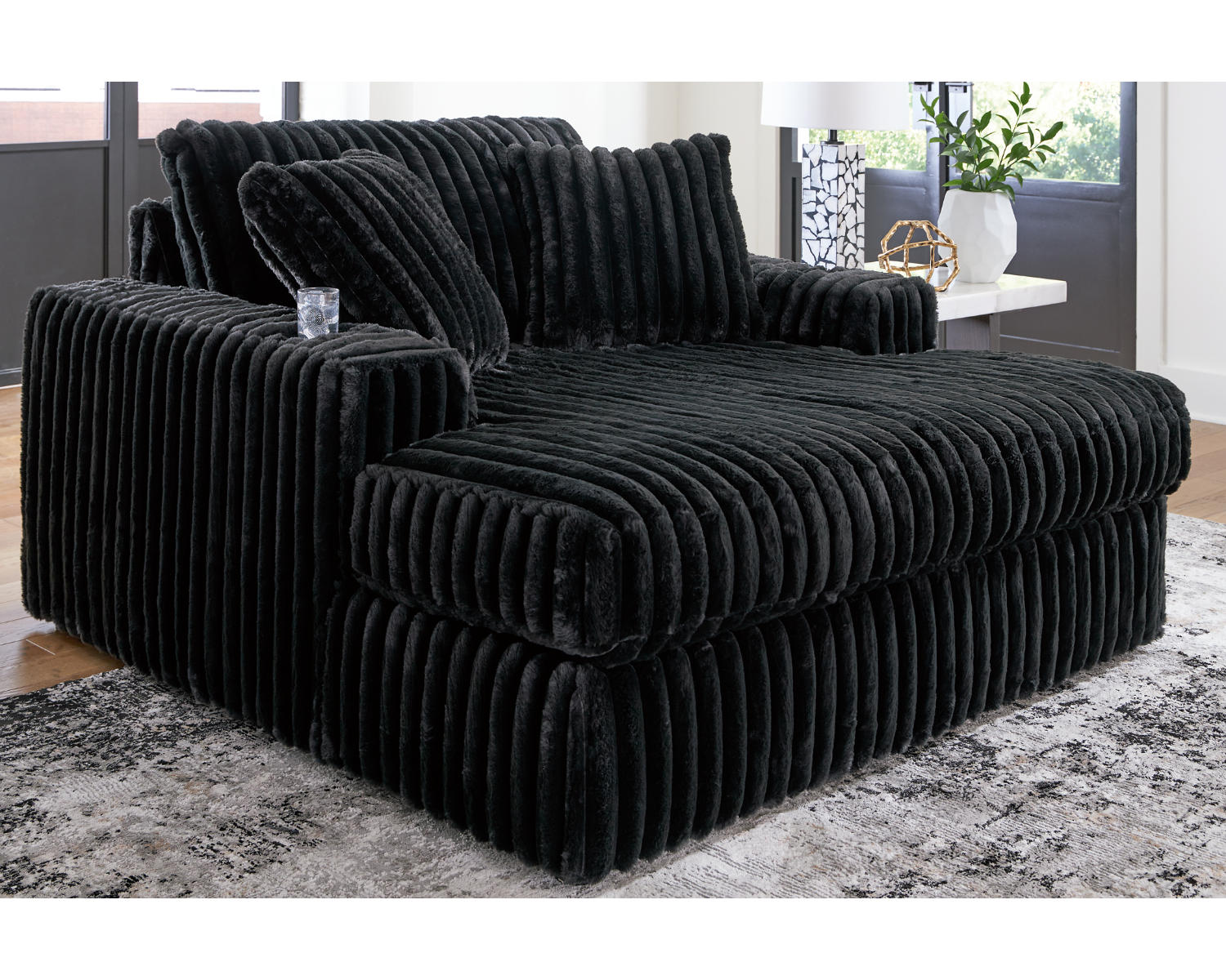 Midnight-Madness 2-Piece Sectional and Oversized Chaise
