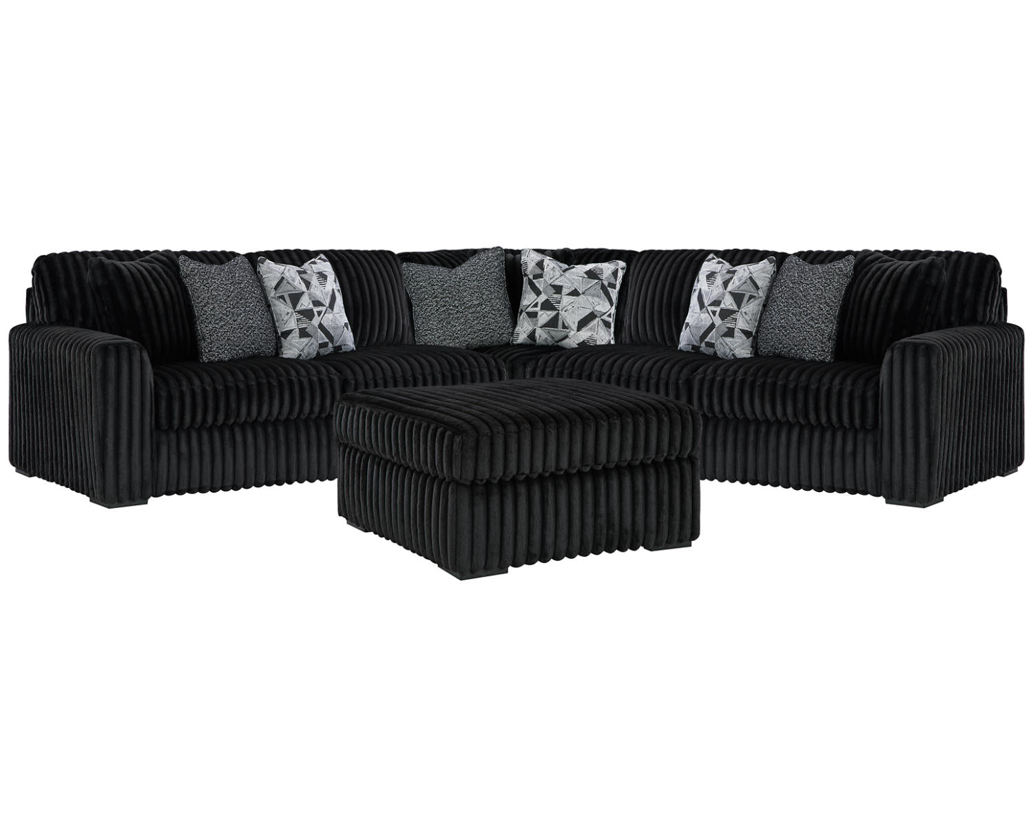 Midnight-Madness 3-Piece Sectional and Oversized Ottoman