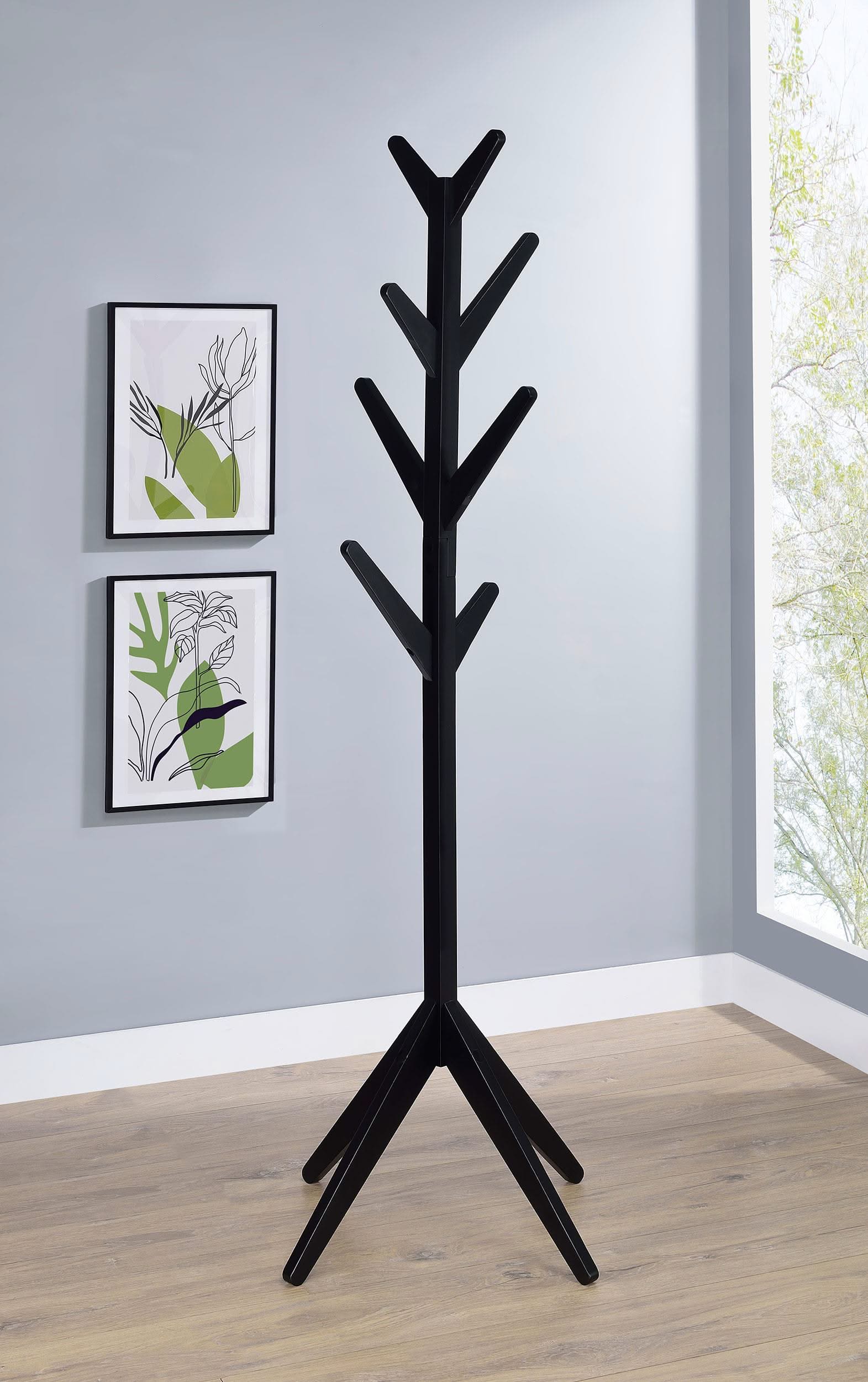 Perchero de madera maciza Margaret, color negro