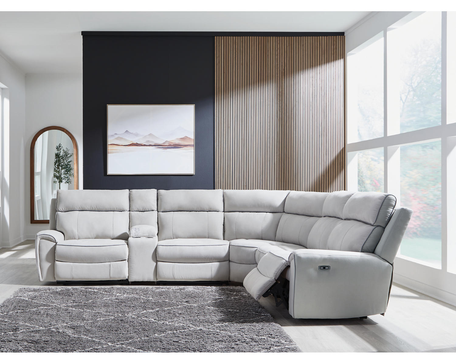 Social Pointe 6-Piece Reclining Sectional with Storage Console
