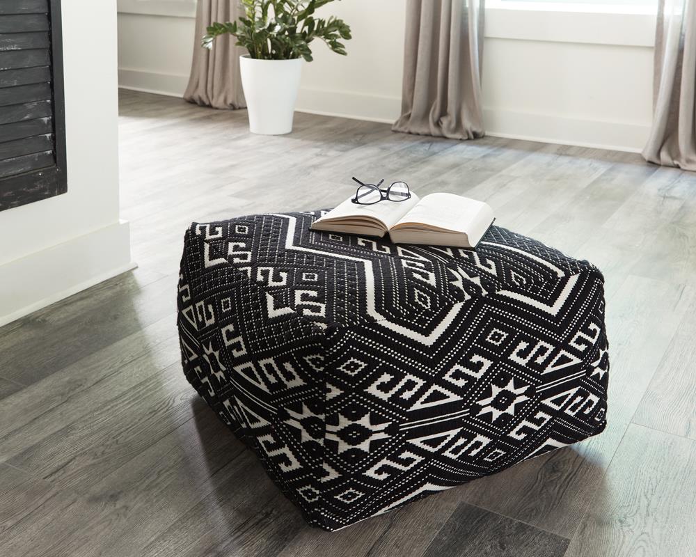 Ofira Square Upholstered Pouf Black