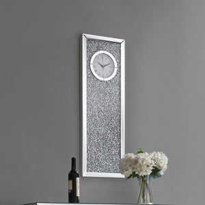 Minette Mirrored Wall Clock Acrylic Crystal Inlay Silver
