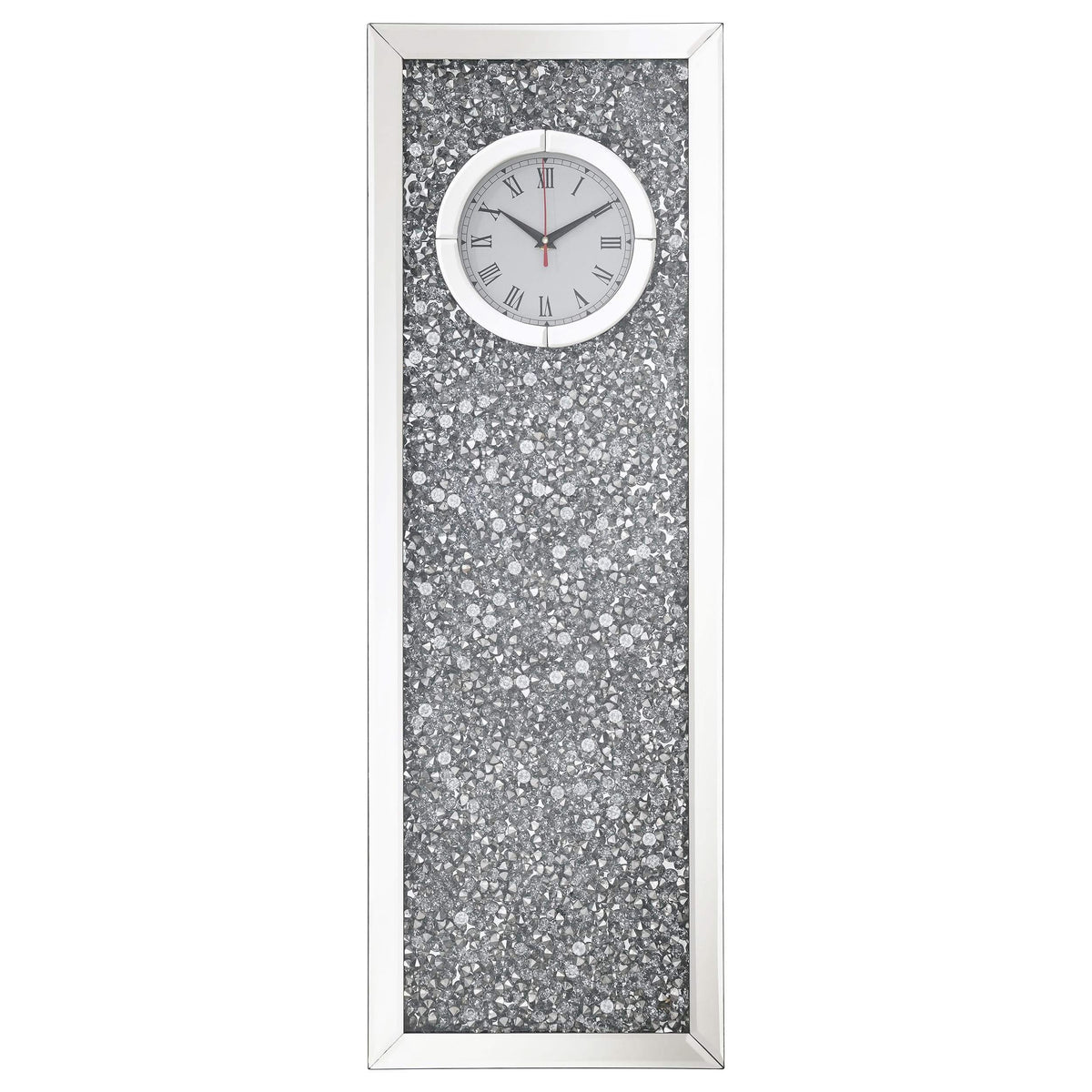 Minette Mirrored Wall Clock Acrylic Crystal Inlay Silver
