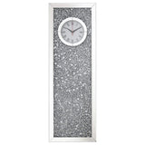 Minette Mirrored Wall Clock Acrylic Crystal Inlay Silver