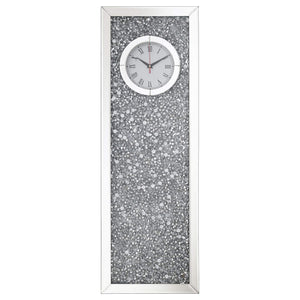 Minette Mirrored Wall Clock Acrylic Crystal Inlay Silver