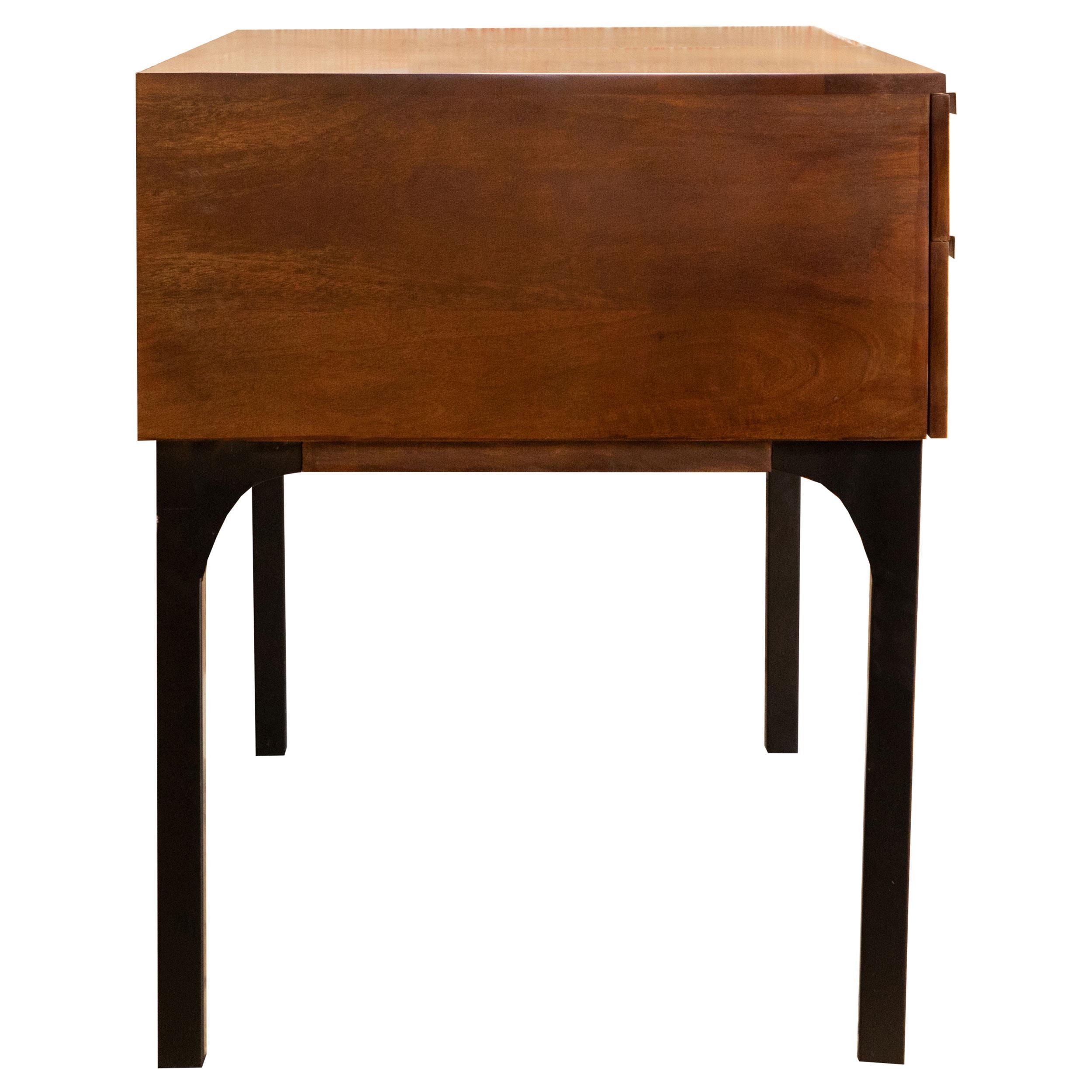 Portwall 4-drawer Writing Desk Brown and Matte Black