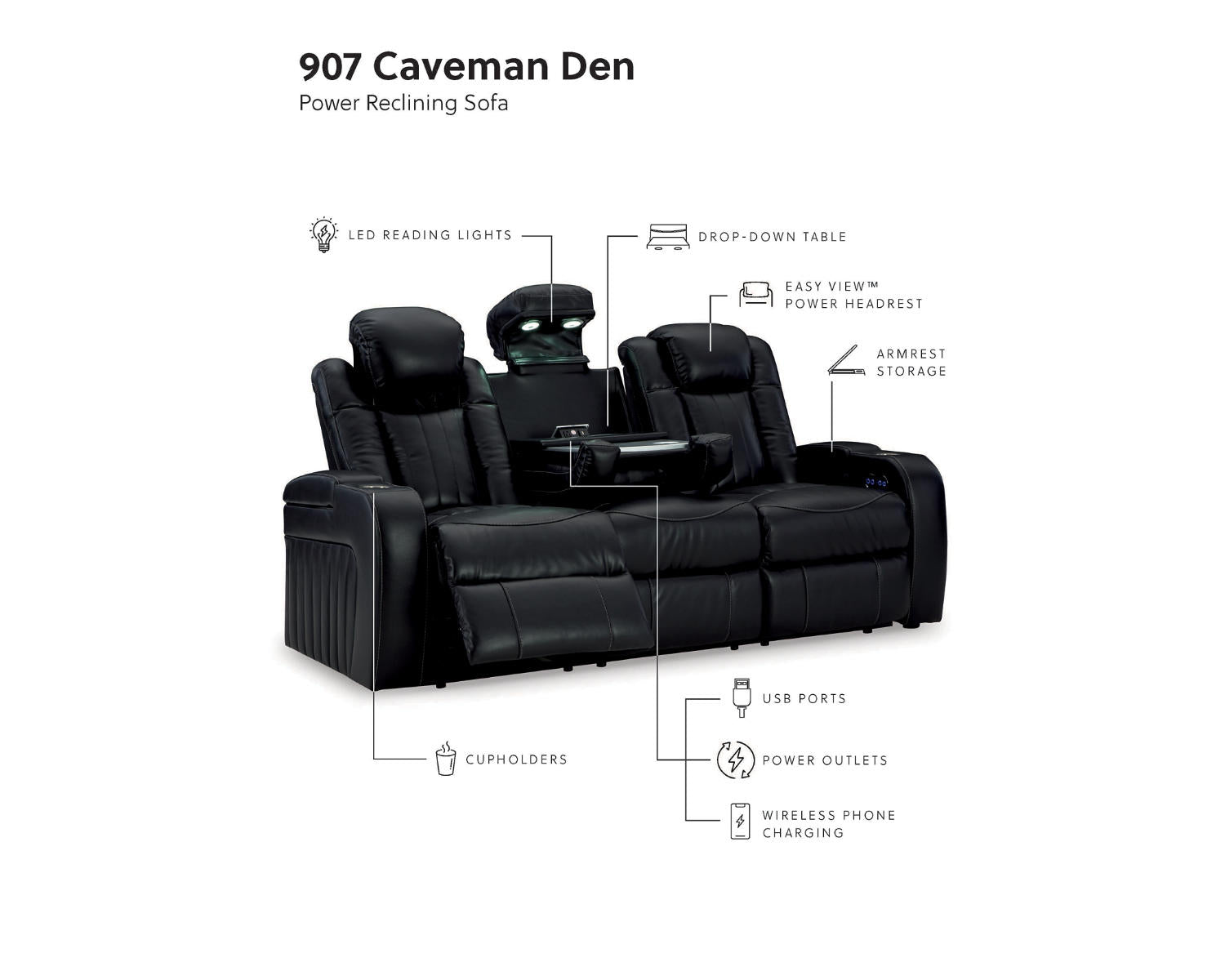 Caveman Den Power Reclining Sofa and Loveseat