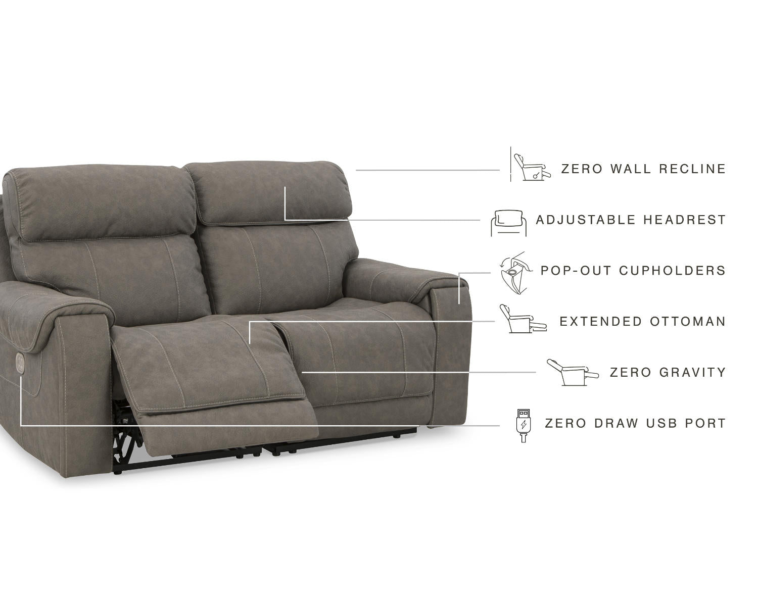 Starbot 2-Piece Power Reclining Sectional Loveseat