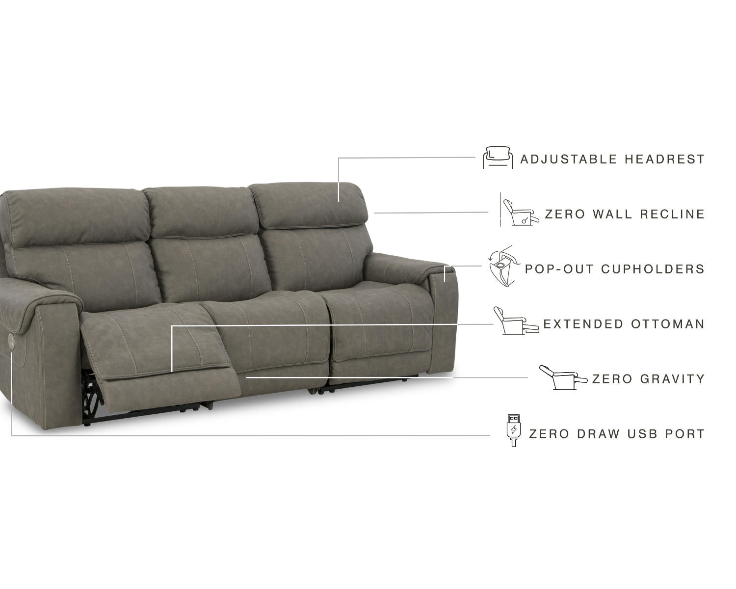 Starbot 3-Piece Power Reclining Sectional Sofa