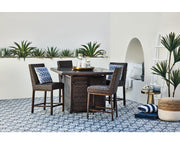 Paradise Trail Outdoor Counter Height Dining Table with 4 Barstools