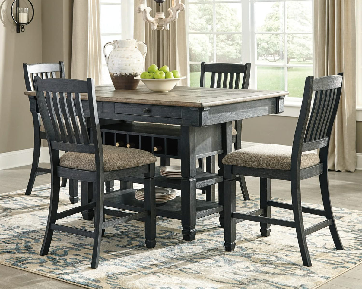Mesa de comedor de altura de mostrador Tyler Creek con 4 taburetes