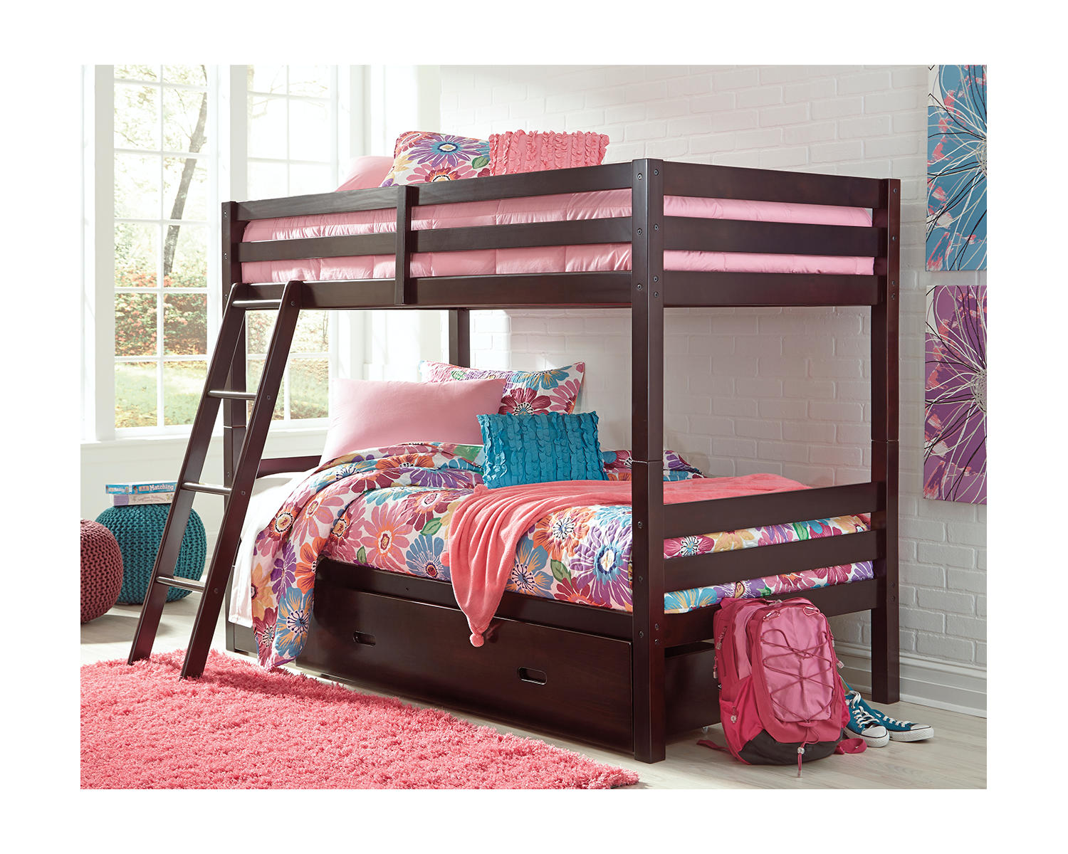 Halanton Twin over Twin Bunk Bed with 1 Large Storage Drawer