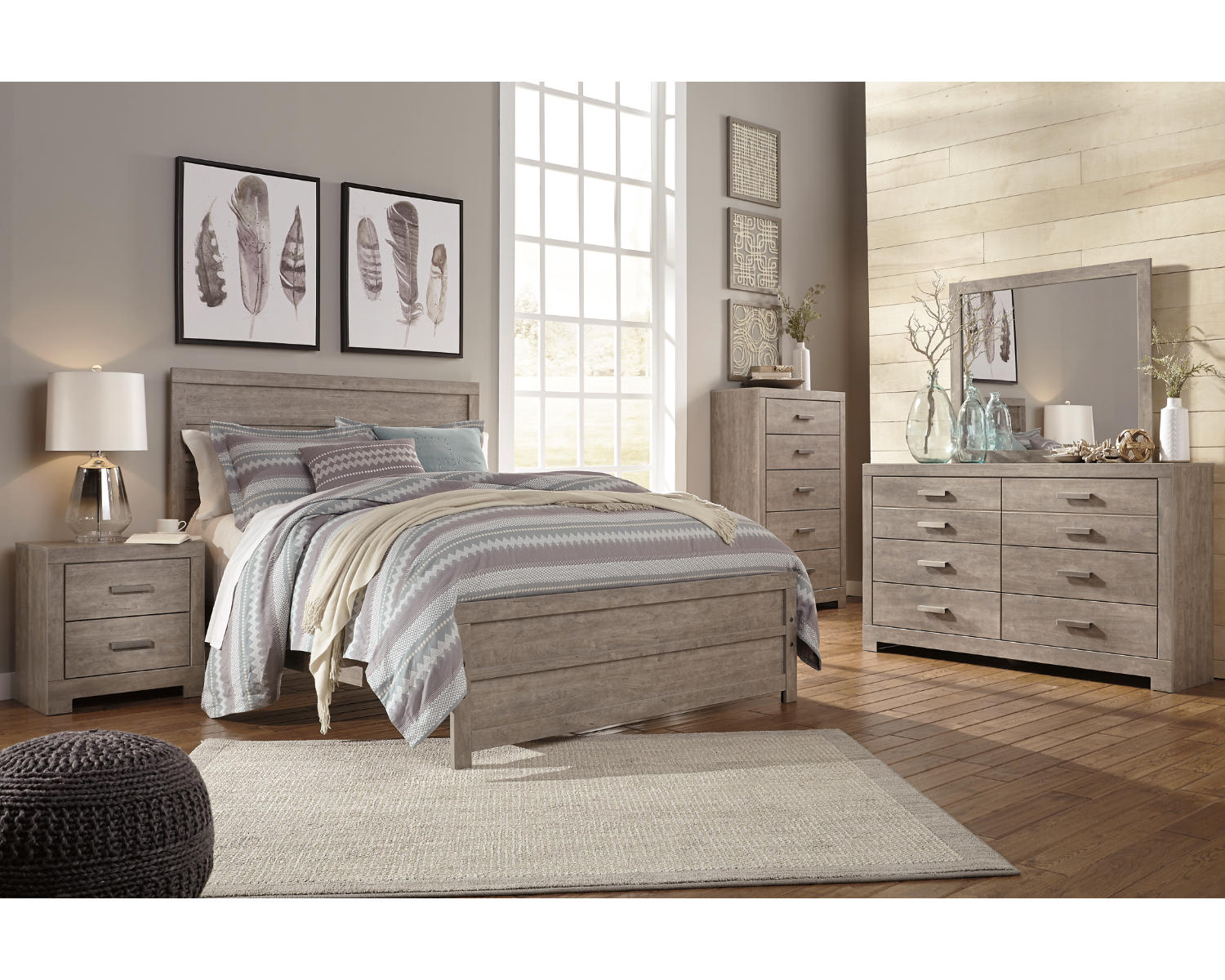 Culverbach Queen Panel Bed, Dresser, Mirror, Chest and 2 Nightstands