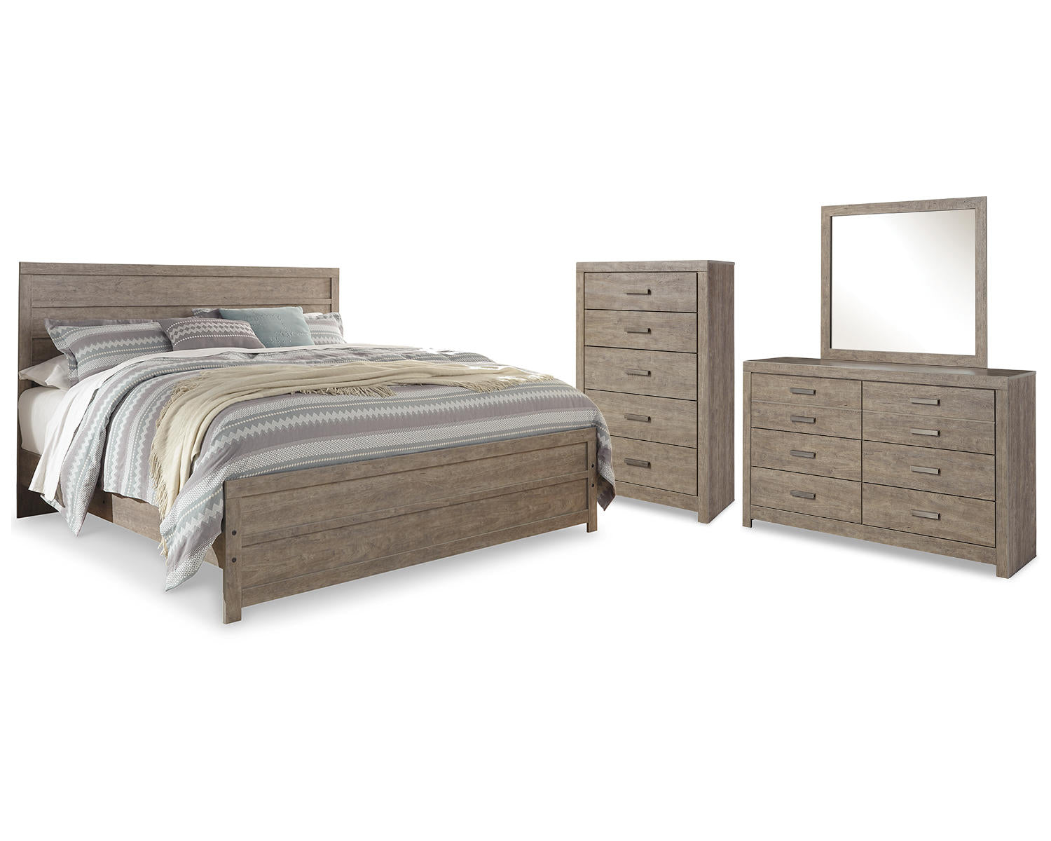 Culverbach King Panel Bed, Dresser, Mirror and Chest