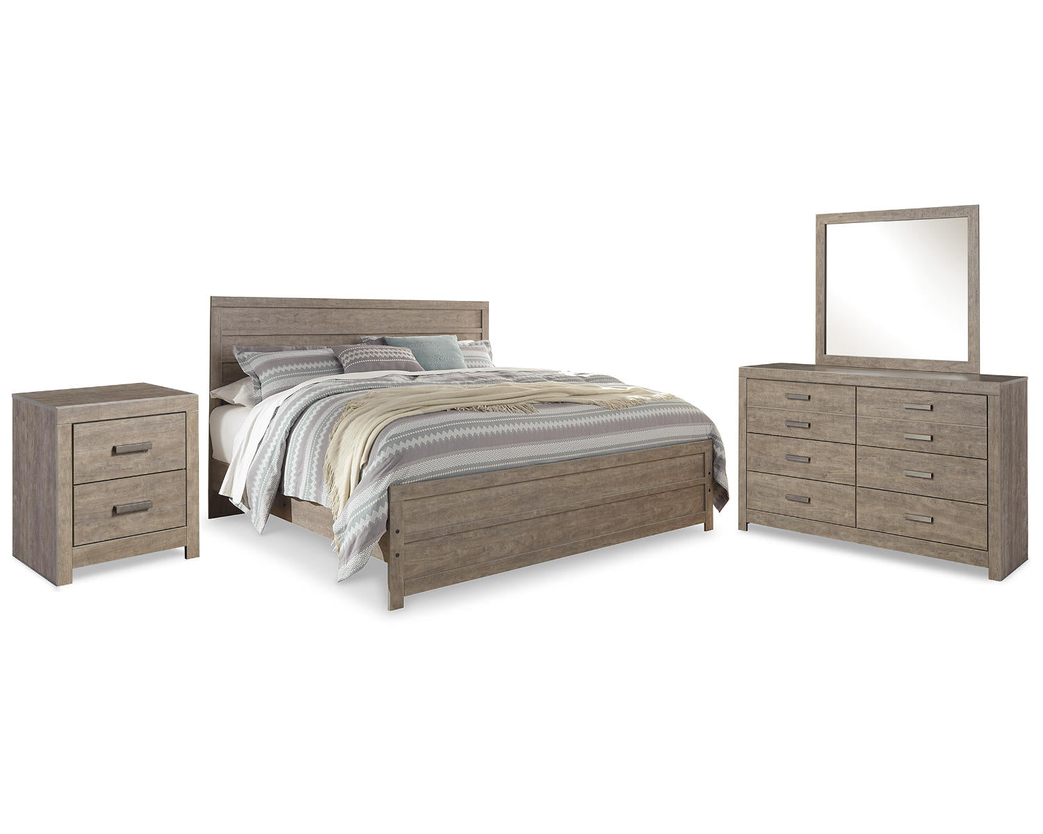 Culverbach King Panel Bed, Dresser, Mirror and Nightstand