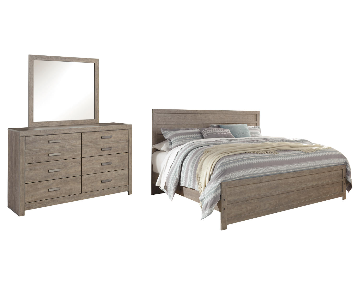 Culverbach King Panel Bed, Dresser and Mirror