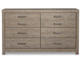 Cama completa Culverbach con panel, cómoda, arcón y mesita de noche