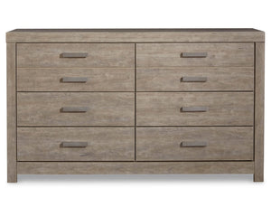 Cama completa Culverbach con panel, cómoda, arcón y mesita de noche
