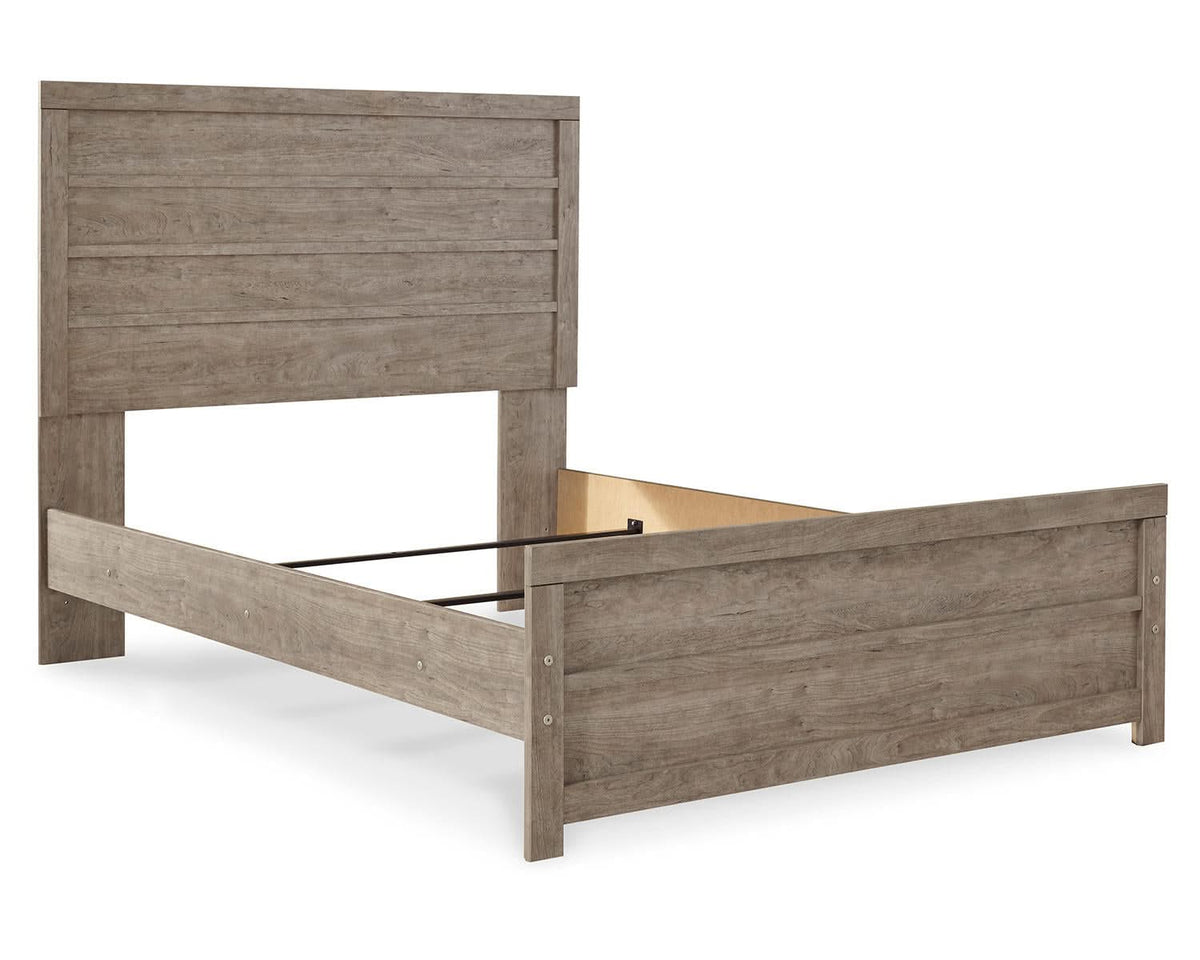 Cama completa Culverbach con panel, cómoda, arcón y mesita de noche