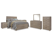 Culverbach Queen Panel Bed with Dresser and Mirror, Chest and 2 Nightstands