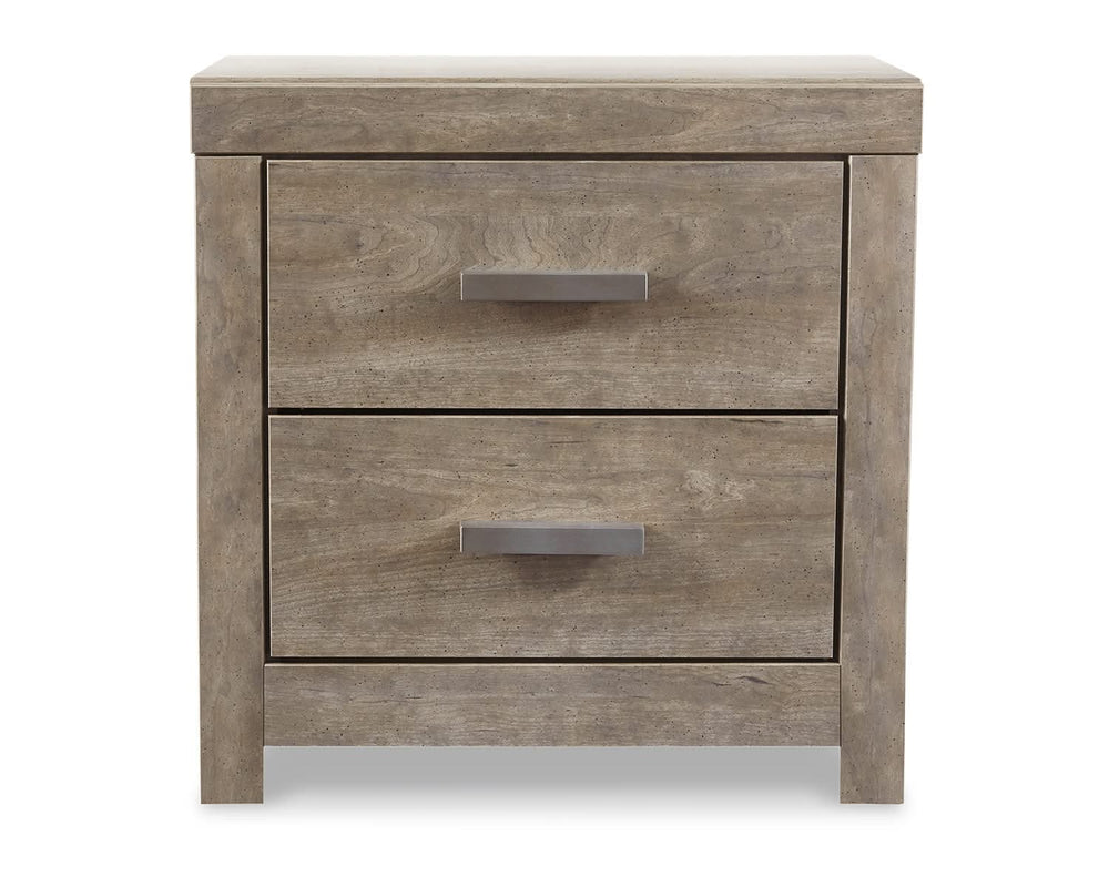 Cama completa Culverbach con panel, cómoda, arcón y mesita de noche