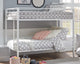 Litera de metal Broshard Twin sobre Twin con 2 colchones y almohadas