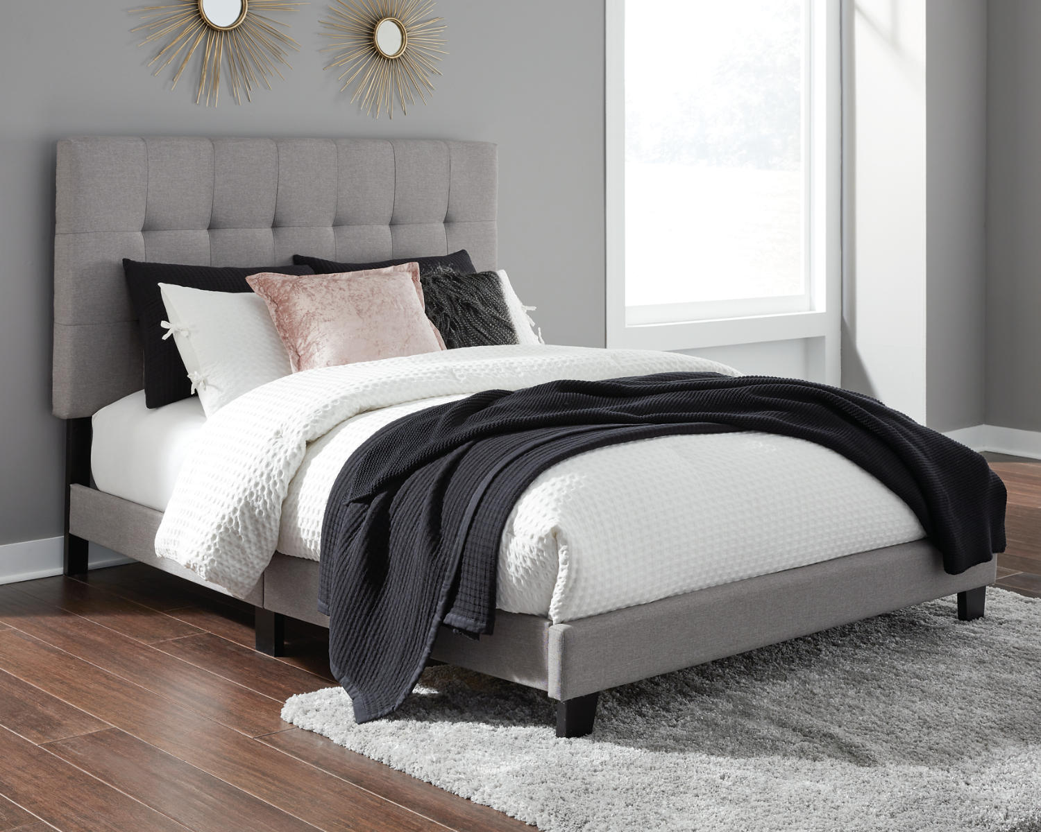 Adelloni King Upholstered Bed and Mattress