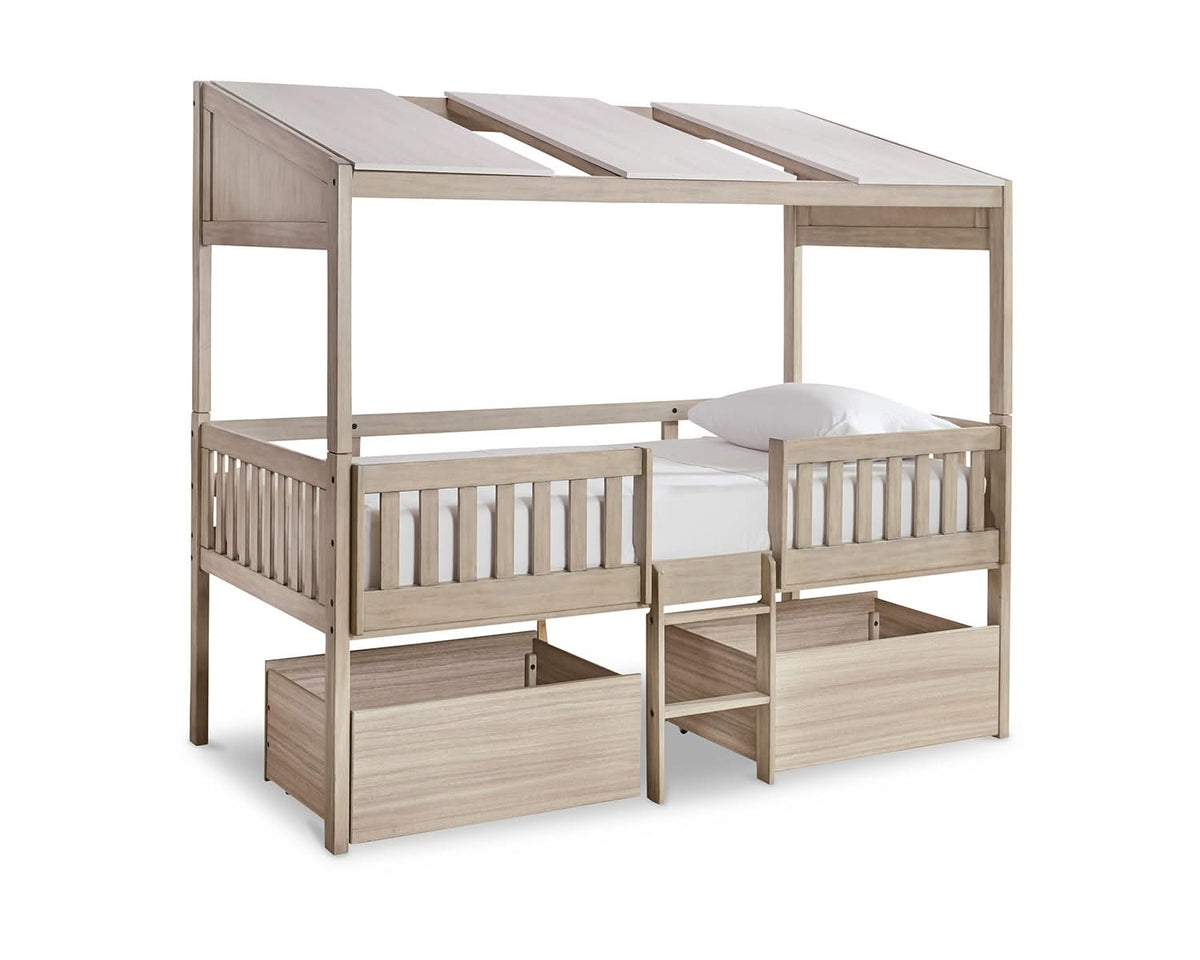 Wrenalyn Twin Loft Bed with Under Bed Bin Storage