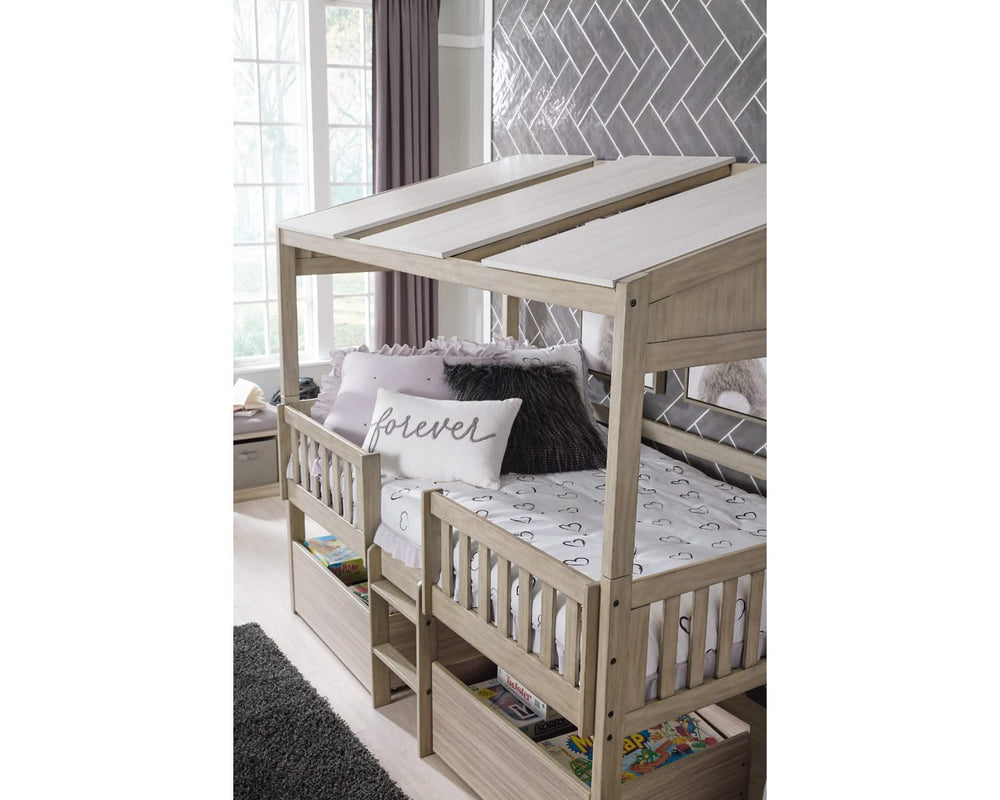 Wrenalyn Twin Loft Bed with Under Bed Bin Storage