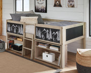 Wrenalyn Twin Loft Bed with Under Bed Bookcase Storage