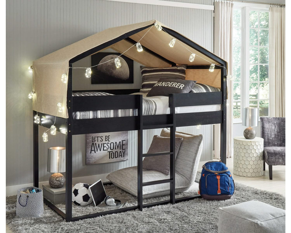 Flannibrook Twin over Twin House Loft Bed