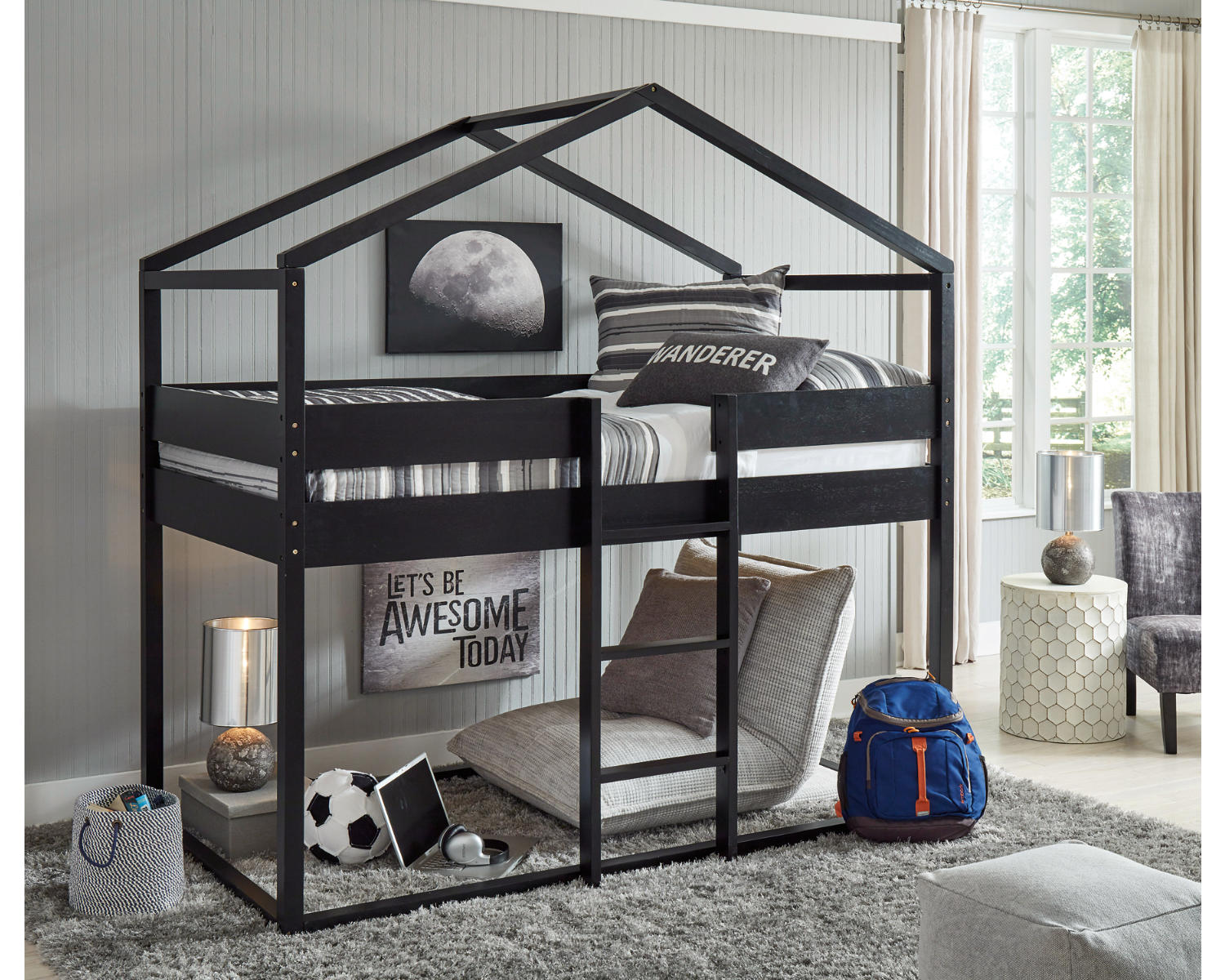 Flannibrook Twin over Twin House Loft Bed
