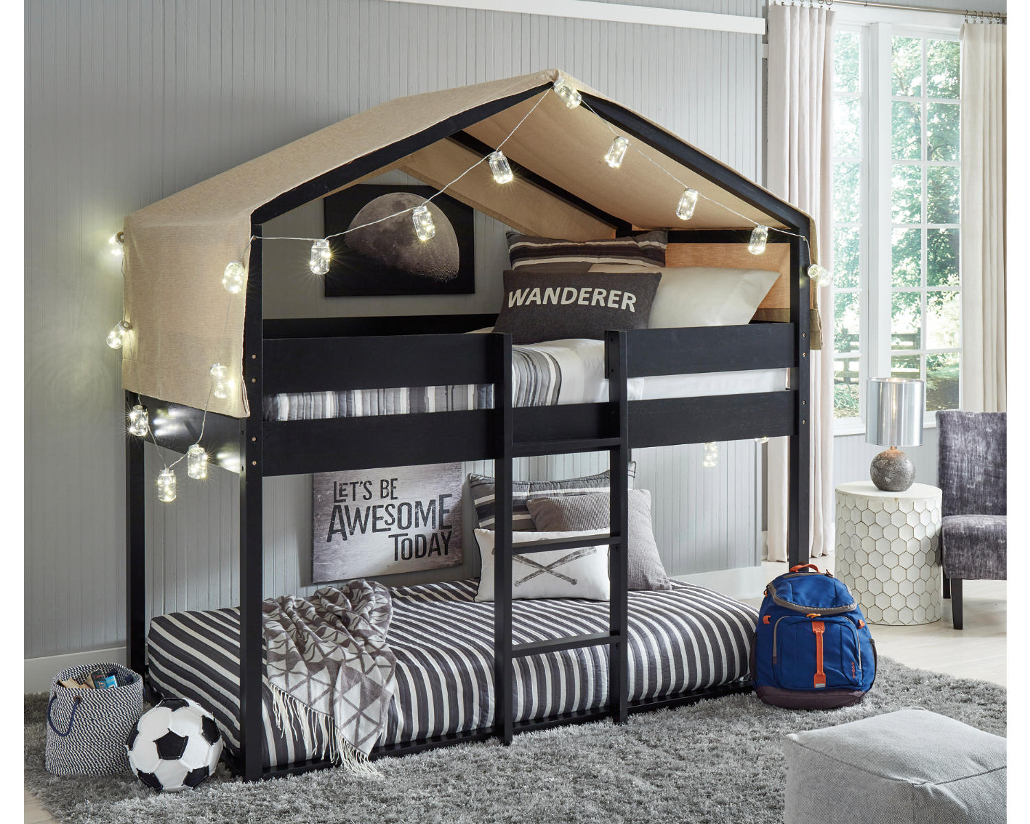 Flannibrook Twin over Twin House Loft Bed