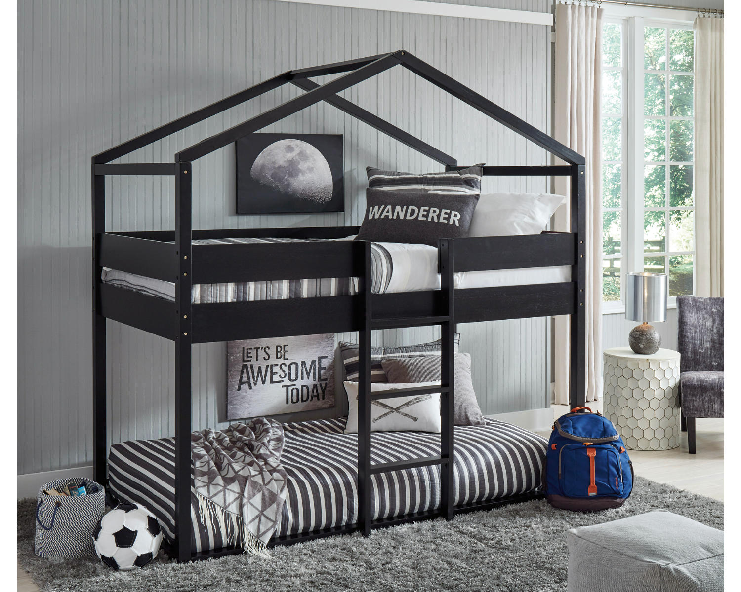Flannibrook Twin over Twin House Loft Bed