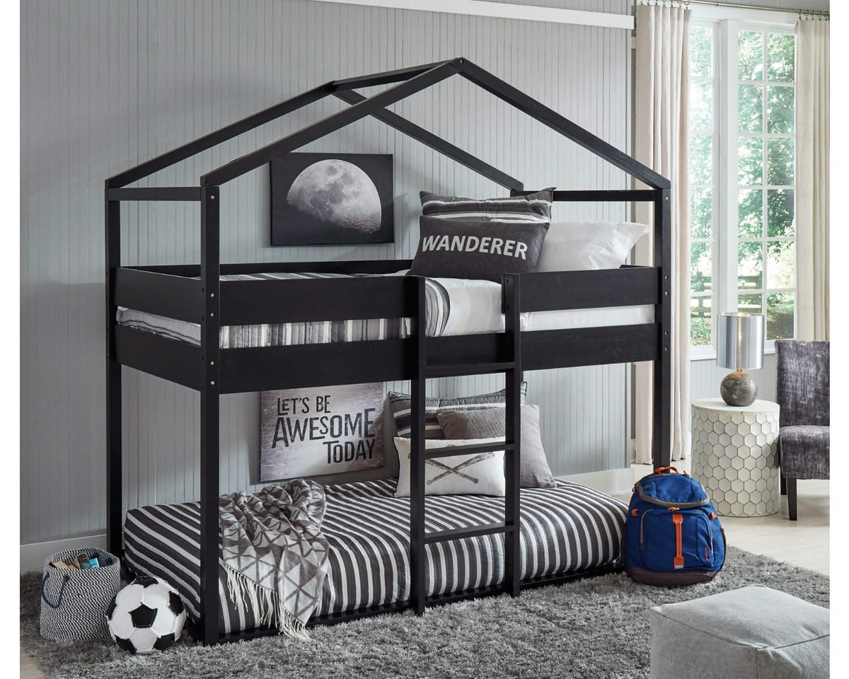 Flannibrook Twin over Twin House Loft Bed