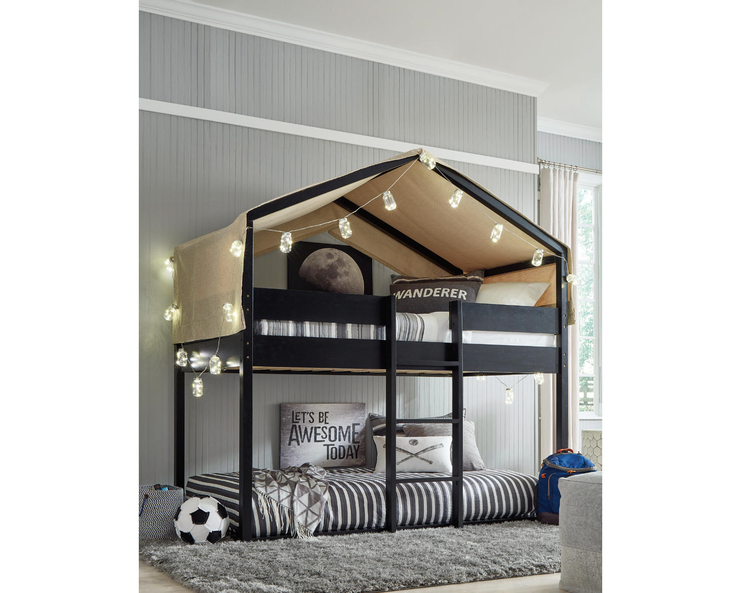 Flannibrook Twin over Twin House Loft Bed