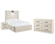 Cambeck Full Panel Bed with Storage, Dresser and Nightstand