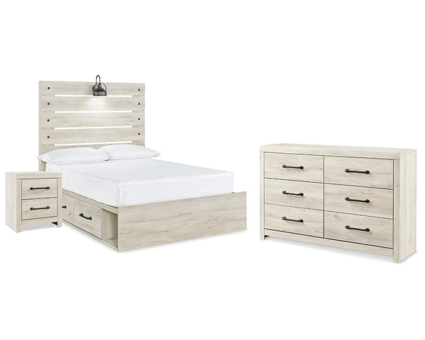 Cama completa Cambeck con espacio de almacenamiento, cómoda y mesita de noche