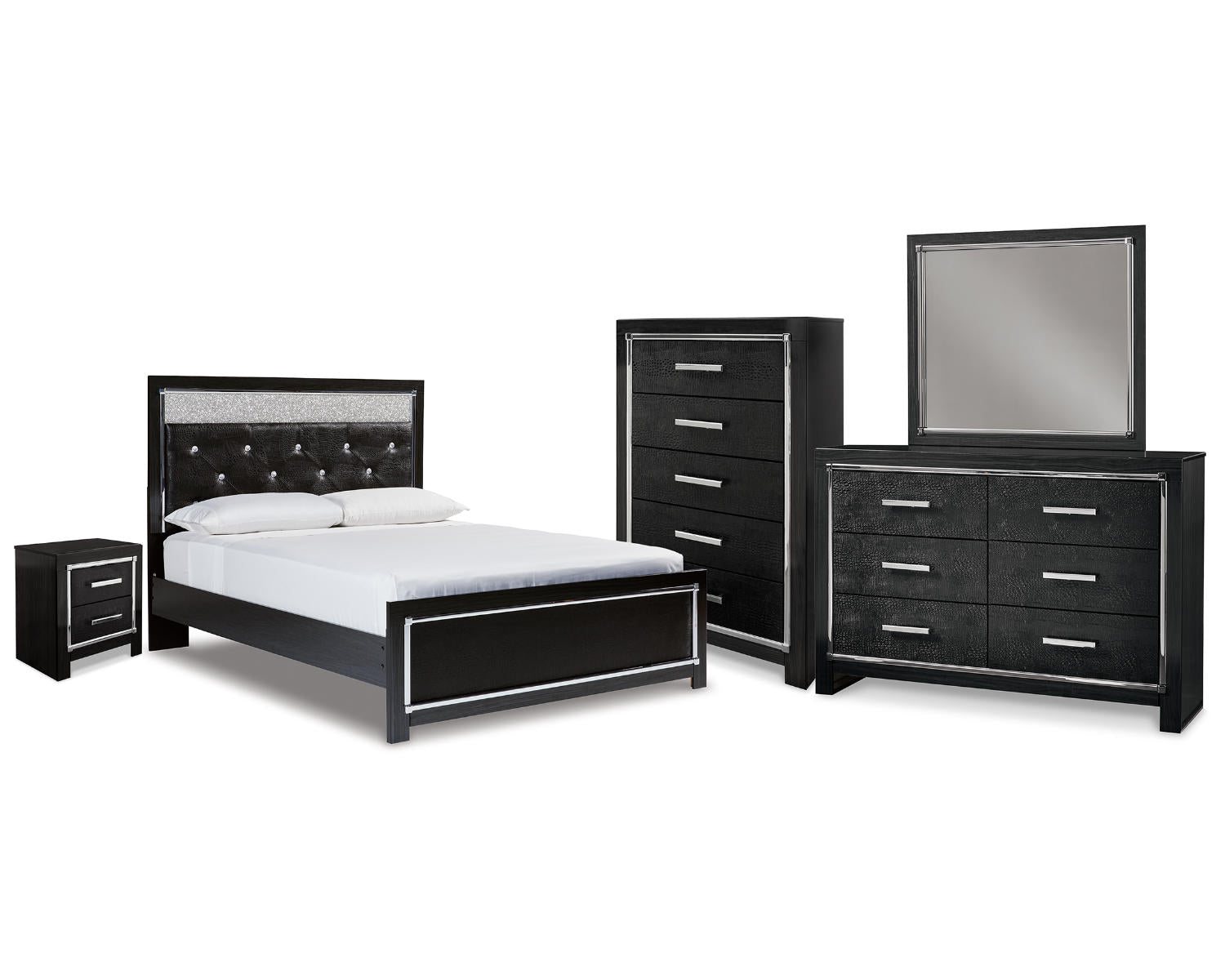 Kaydell Queen Panel Bed, Dresser Mirror, Chest and Nightstand
