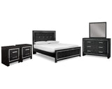 Kaydell Queen Upholstered Bed, Dresser, Mirror and 2 Nightstands
