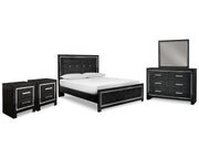 Kaydell Queen Upholstered Bed, Dresser, Mirror and 2 Nightstands