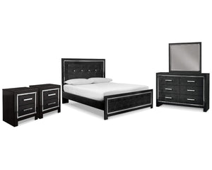 Kaydell Queen Upholstered Bed, Dresser, Mirror and 2 Nightstands