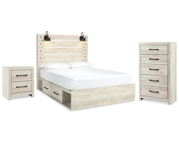 Cama Queen con almacenaje, cómoda y mesita de noche Cambeck