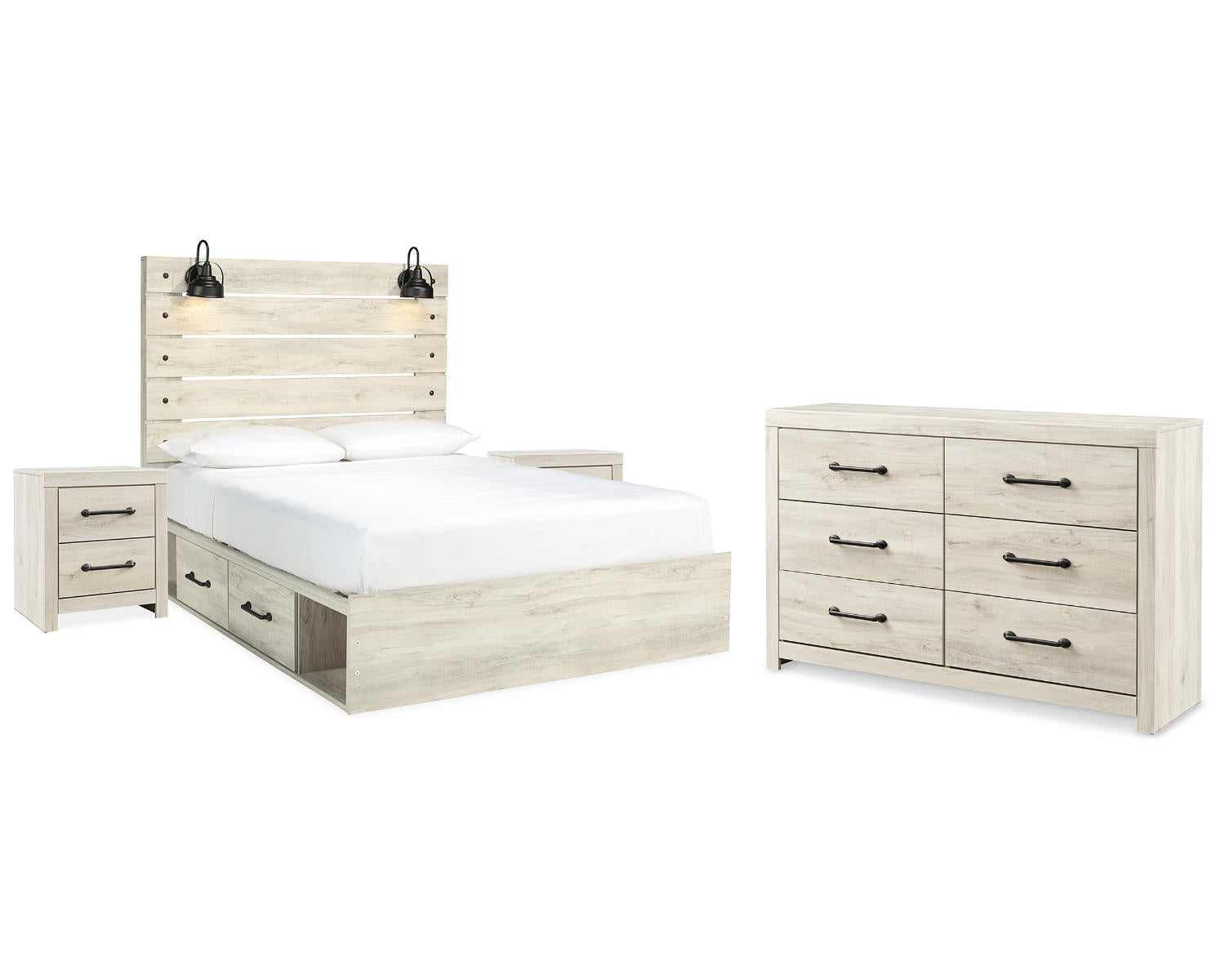 Cambeck Queen Panel Bed with Storage, Dresser and 2 Nightstands