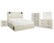 Cambeck King Panel Storage Bed, Dresser, Mirror, Chest and Nightstand