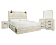 Cambeck King Panel Storage Bed, Dresser, Mirror and Nightstand