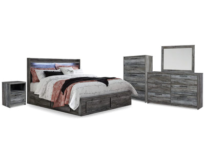 Cama King con almacenaje Baystorm, tocador, espejo, cómoda y mesita de noche