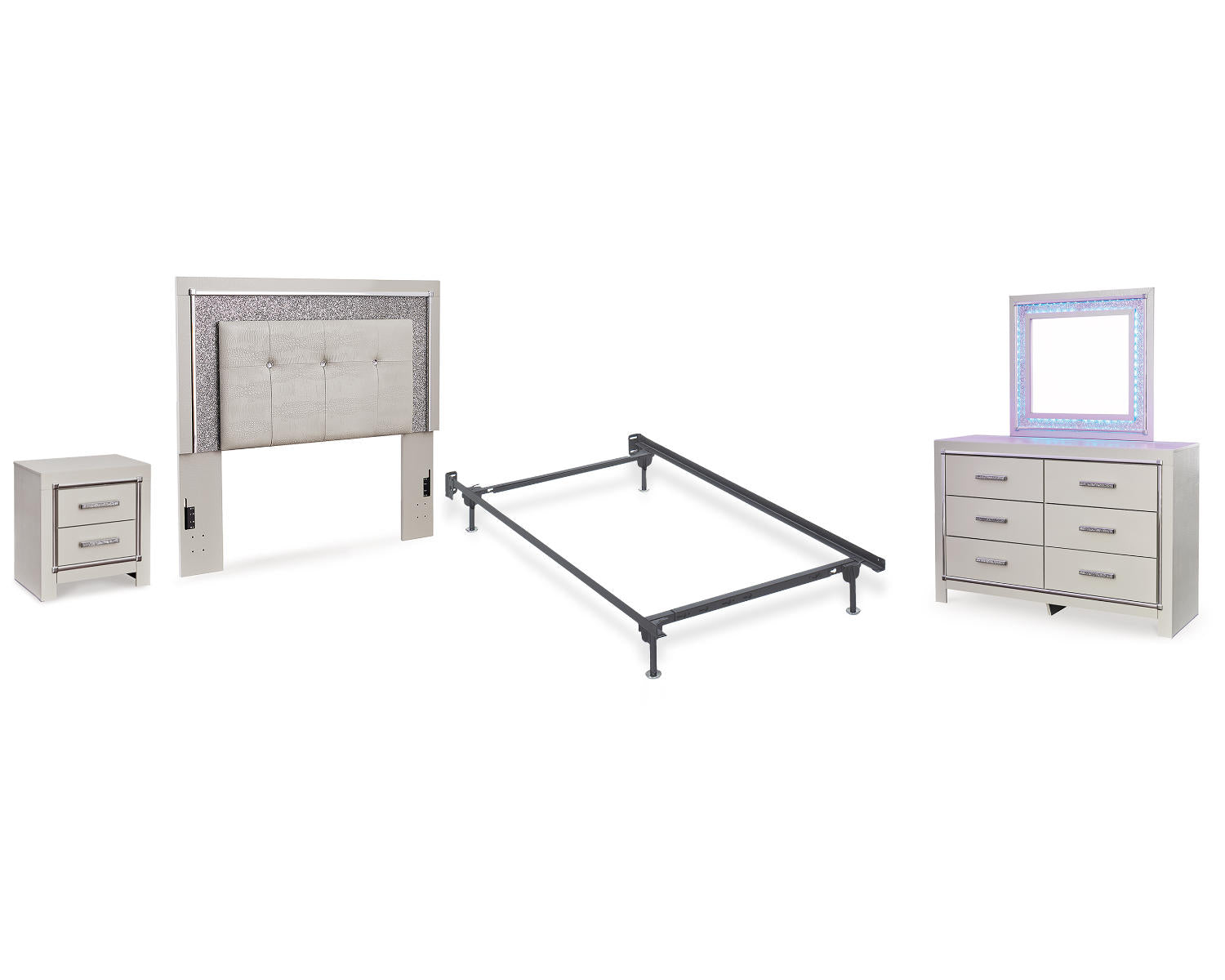 Zyniden Full Panel Headboard Bed, Dresser, Mirror, Chest and Nightstand